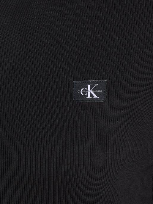CALVIN KLEIN JEANS WOVEN LABEL RIB POLO LS DRESS Letzter Tag