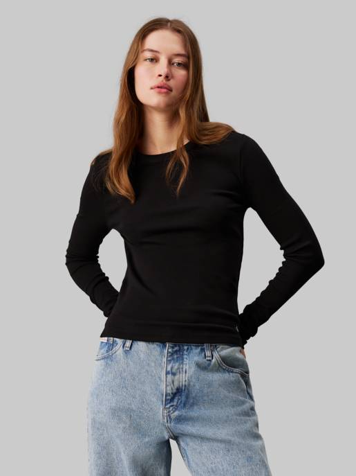 CALVIN KLEIN JEANS WOVEN LABEL RIB LONG SLEEVE Bis zu 60% Rabatt