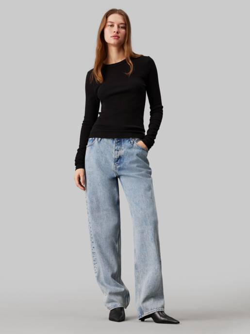CALVIN KLEIN JEANS WOVEN LABEL RIB LONG SLEEVE Bis zu 60% Rabatt