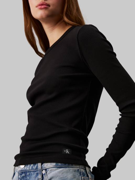 CALVIN KLEIN JEANS WOVEN LABEL RIB LONG SLEEVE Bis zu 60% Rabatt