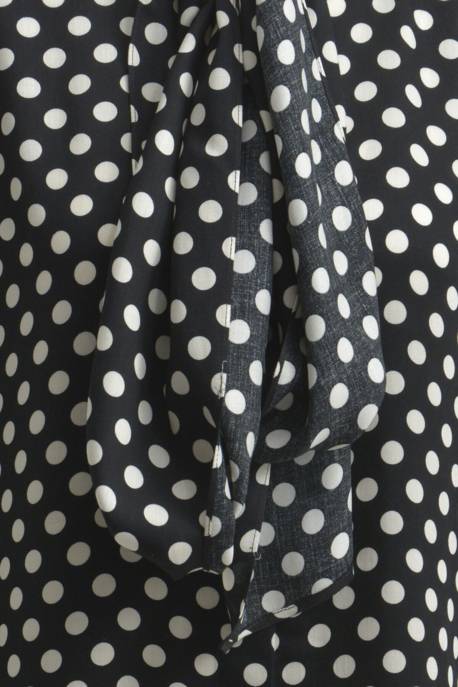 MILANO ITALY BLOUSE W BOW TIE SCARF AE PLACKET A Fabrikladen