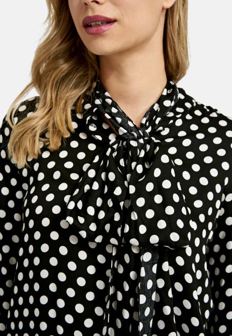 MILANO ITALY BLOUSE W BOW TIE SCARF AE PLACKET A Fabrikladen