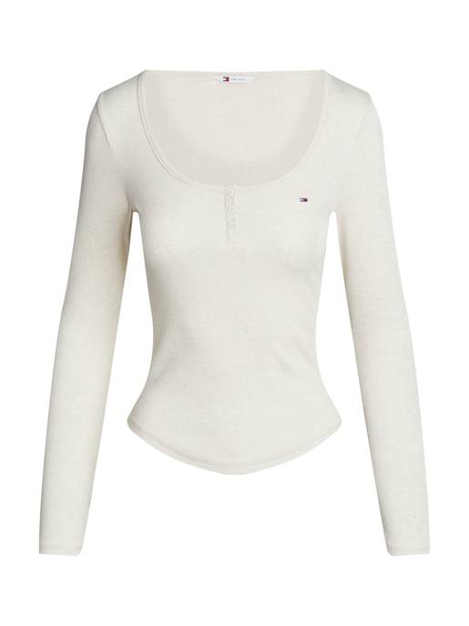 TOMMY JEANS TJW MELANGE HENLEY LS EXT Flash Sale