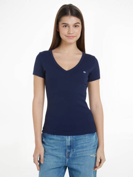 TOMMY JEANS TJW Slim Essential Rib V SS