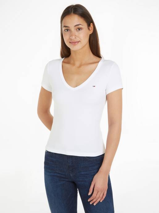 TOMMY JEANS TJW Slim Essential Rib V SS Neuheiten