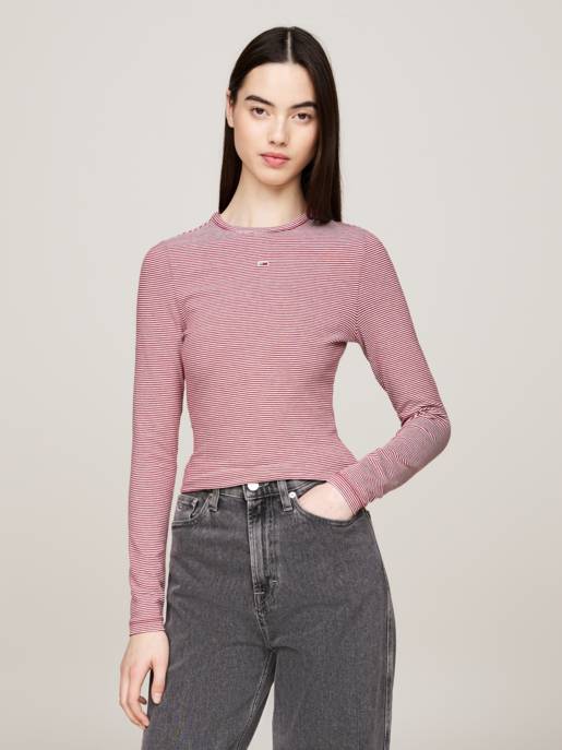 TOMMY JEANS TJW SLIM STRIPE ESSENTIAL RIB LS Saisonschlussverkauf