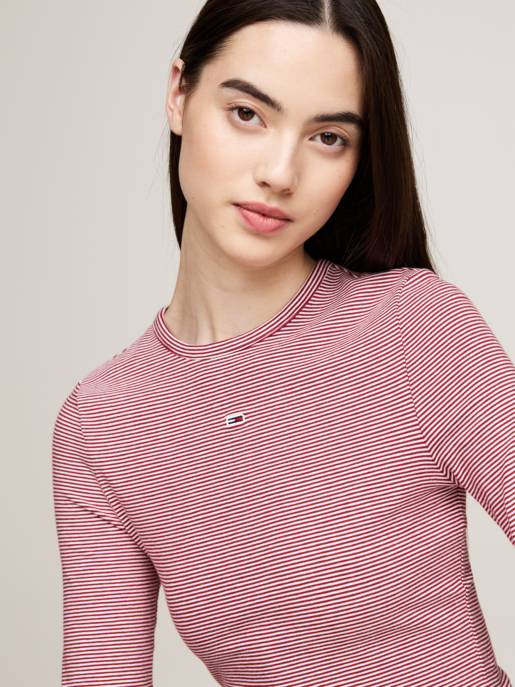 TOMMY JEANS TJW SLIM STRIPE ESSENTIAL RIB LS Saisonschlussverkauf