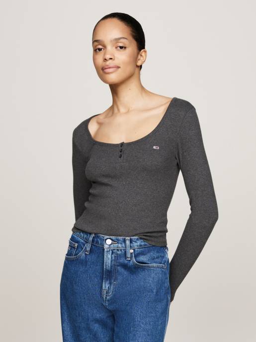 TOMMY JEANS TJW MELANGE HENLEY LS EXT Weihnachtsangebot