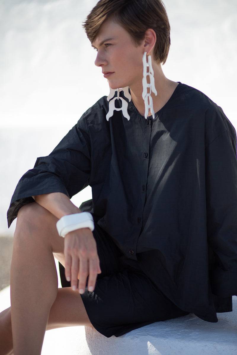 Katharina Hovman Big Blouse Short RIBSTOP, black Jubiläumsangebot